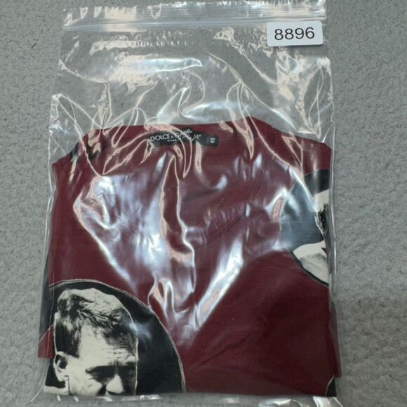 Dolce & Gabbana Shirt Womens Large 48 Red Steeve McQueen All Over Print Italy - Picture 9 of 11